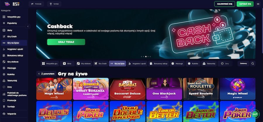 Bonus cashback w kasynie bet4slot