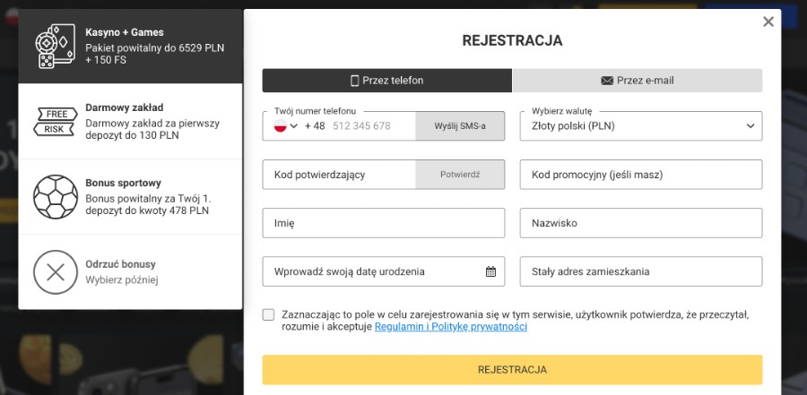 BetandYou - rejestracja