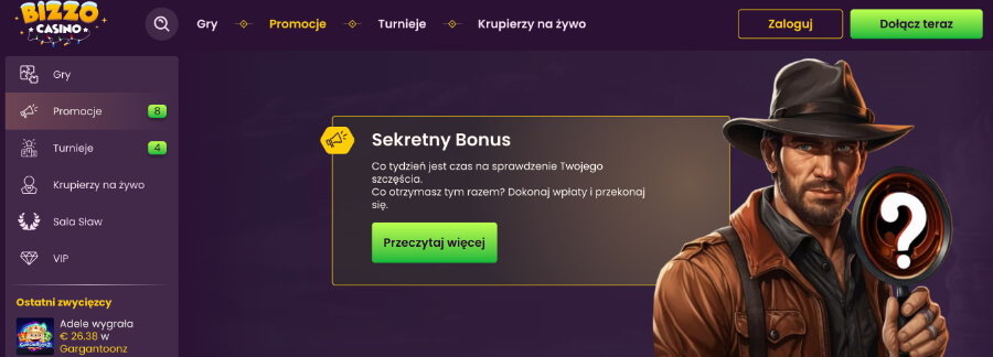 Bizzo Casino - sekretny bonus