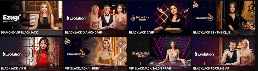 Stoły blackjack VIP.