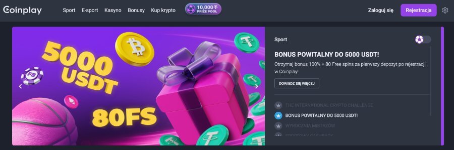 Bonus powitalny w kasynie Coinplay