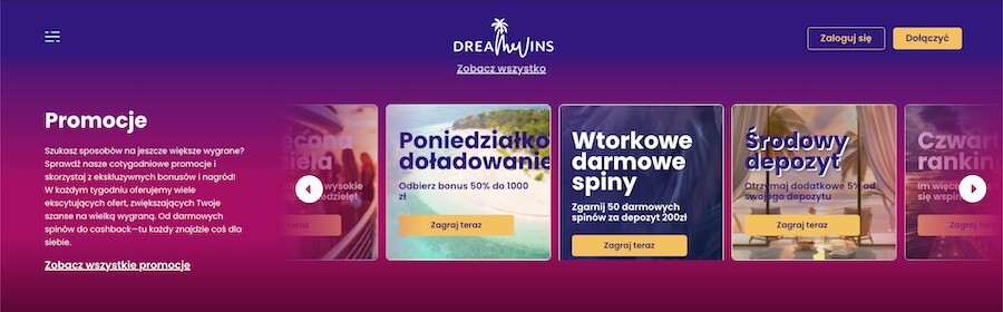 Promocje w kasynie DreamWins.