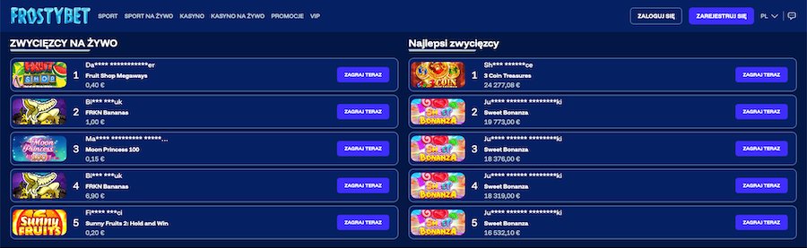 Frostybet Casino ranking graczy