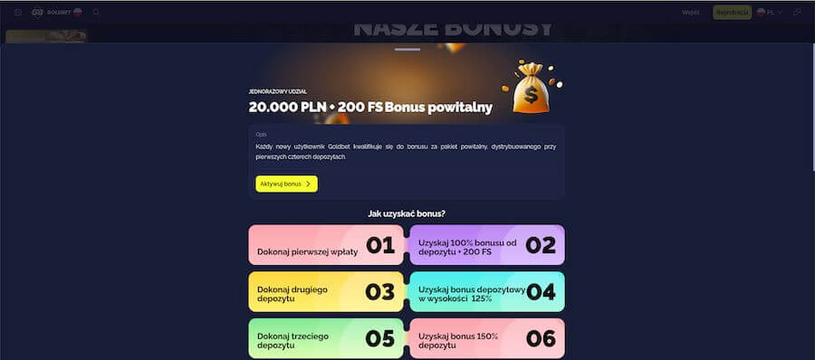 Bonus powitalny Goldbet kasyno