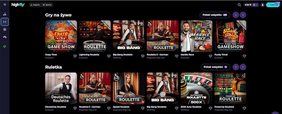 kasyno na żywo w kasynie highfly bet