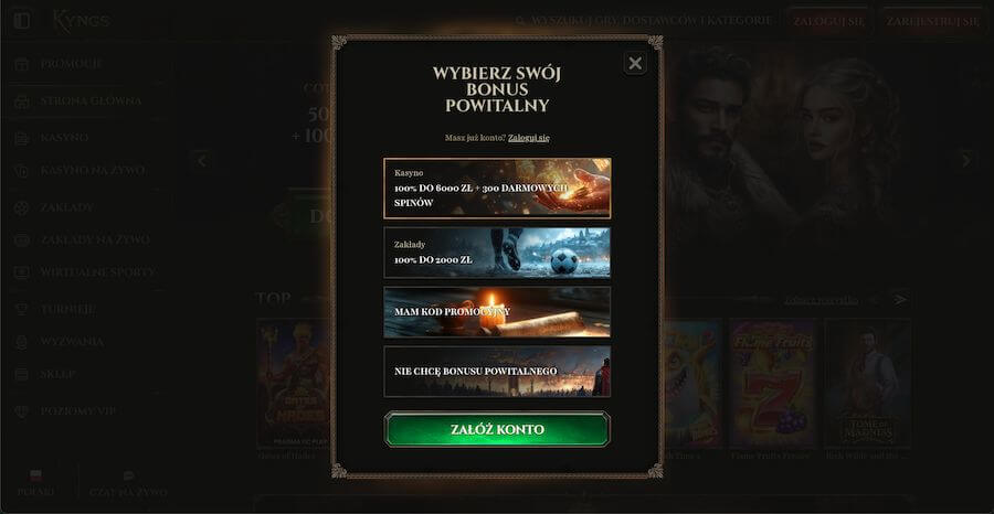 Kyngs bonus powitalny.