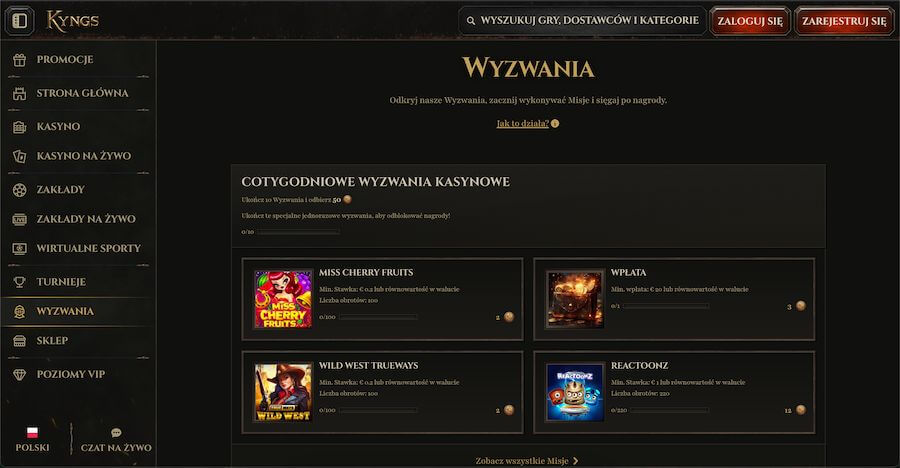 Kyngs Casino wyzwania