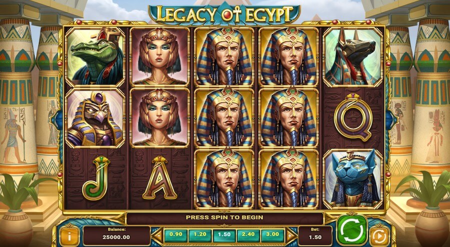 Slot Legacy of Egypt losowe ułożenie bębnów.