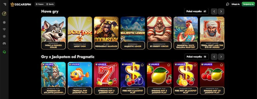 Oscarspin gry kasynowe - maszyny online
