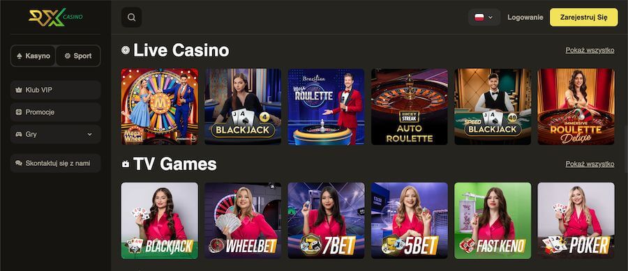 RX Casino gry w kasynie na żywo.