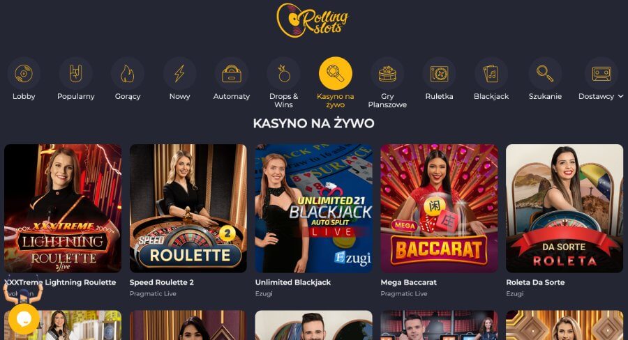 Kasyno na żywo w RollingSlots