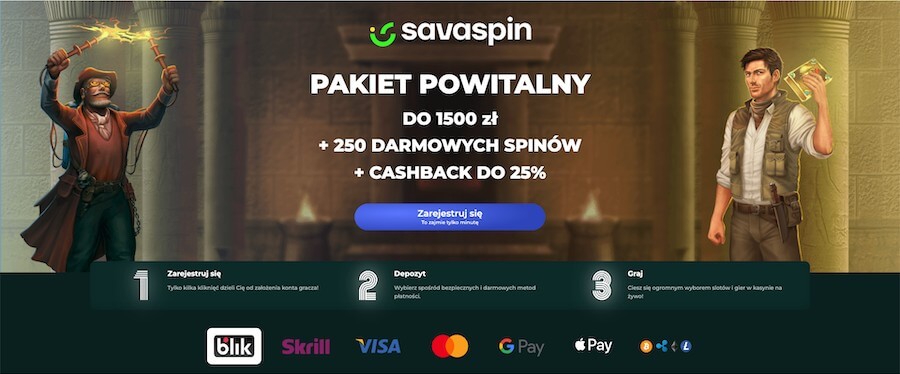 Savaspin bonus powitalny.