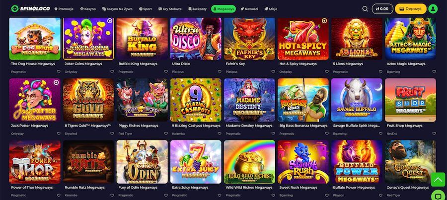 Spinoloco maszyny online, popularne sloty