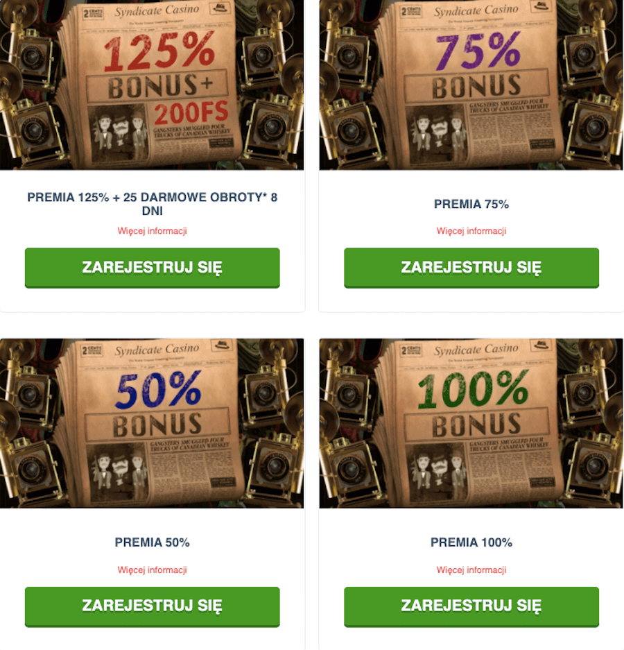 Bonus powitalny w Syndicate Casino