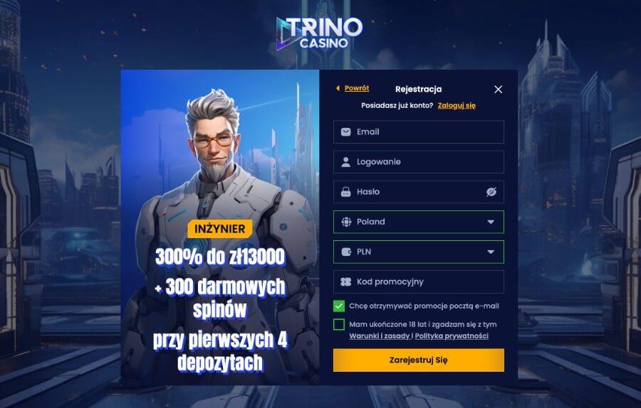 Trino Casino - rejestracja