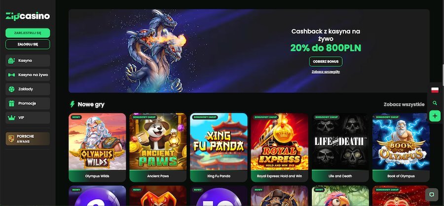Zip Casino bonus cashback