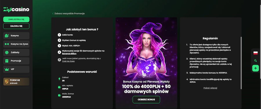 Zip Casino bonus powitalny