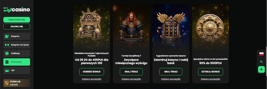 Zip Casino bonusy