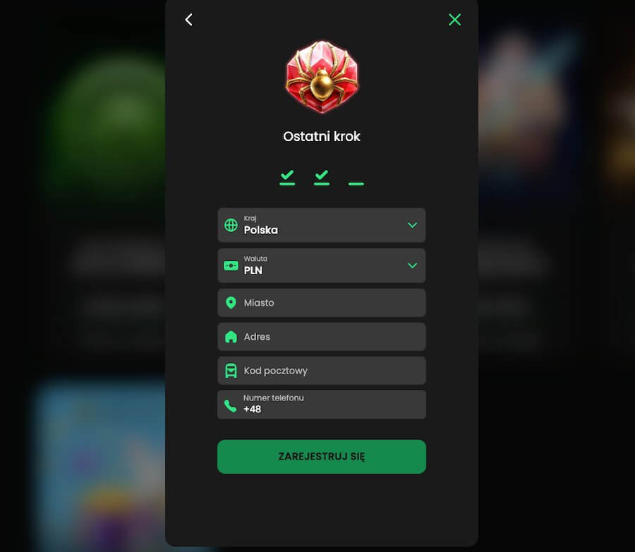 Zip Casino rejestracja krok 3