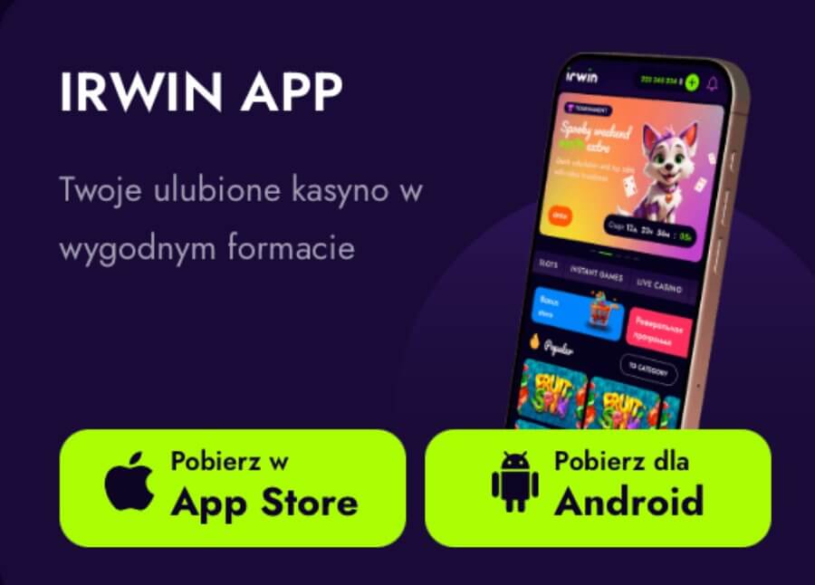 aplikacja mobilna kasyna Irwin Casino
