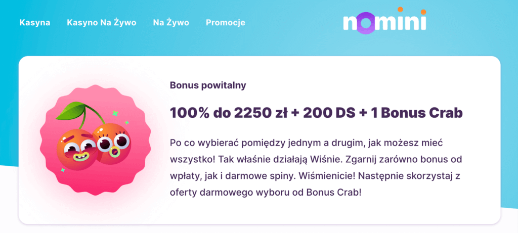 Bonus powitalny w kasynie Nomini