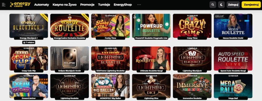 Kasyno na żywo w Energy Casino