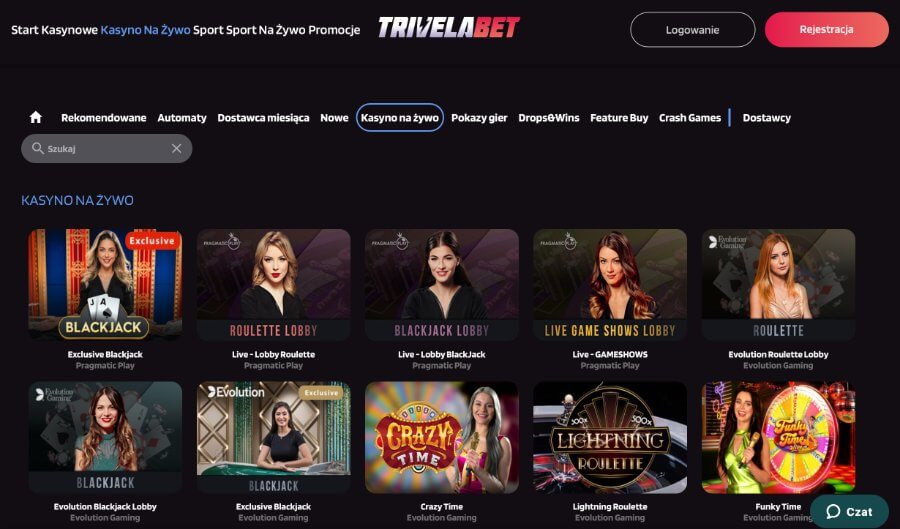 Kasyno na żywo w TrivelaBet Casino