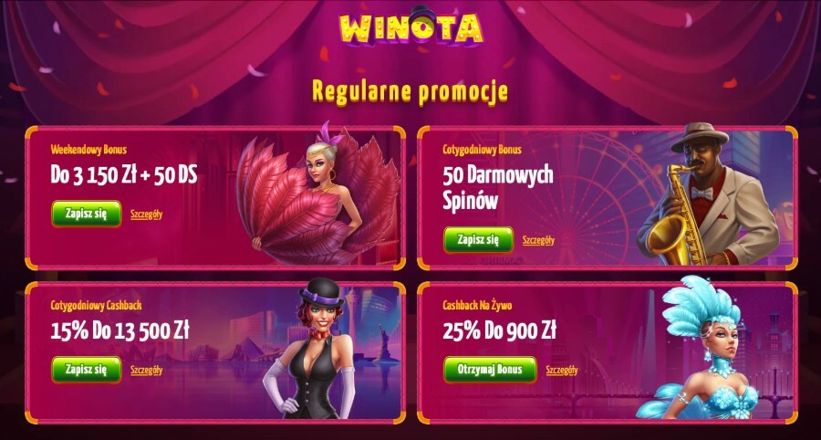 Promocje dostępne w kasynie Winota