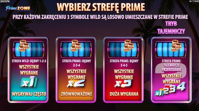 Prime Zone slot od Quickspin rundy darmowych spinów