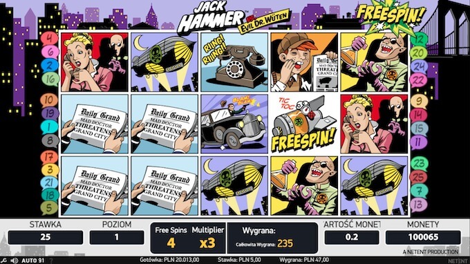 Jack Hammer slot NetEnt darmowe spiny 