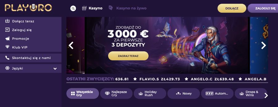 Strona główna kasyna PlayOro