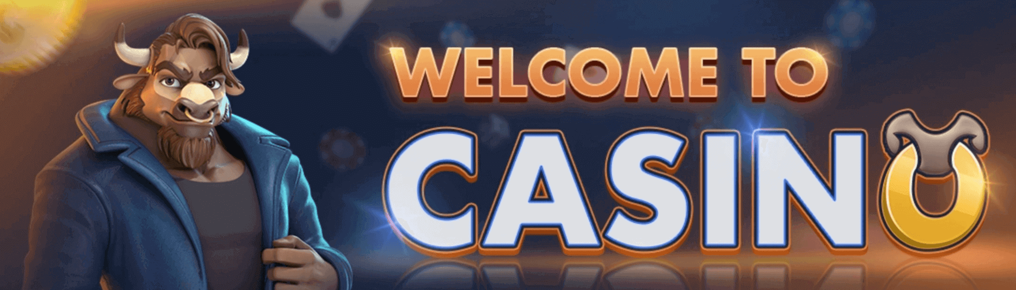 Baner kasyna Bison casino, który mówi: WELCOME TO CASINO